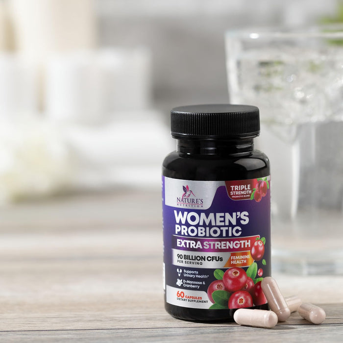 Probiotics for Women - 90 Billion CFU 16 Probiotic Strains with Cranberry, Vaginal Probiotics with Prebiotics PH, Digestive, UT, Immune, & Feminine Health Support, Pro Biotics for Women, 60 Capsules