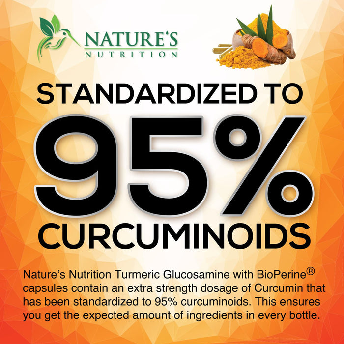 Turmeric Curcumin Supplement 2000mg with Glucosamine Chondroitin & Ginger, 95% Curcuminoids, BioPerine Black Pepper for Best Absorption, Nature's Joint Support, Non-GMO, Bottled in USA - 60 Capsules