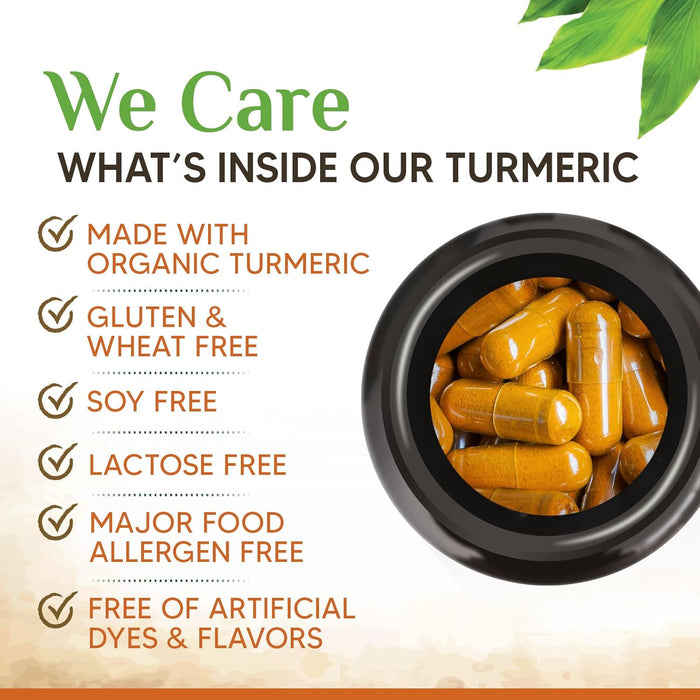 Turmeric Curcumin Supplement 1750mg with Organic Turmeric & Ginger, 95% Curcuminoids, BioPerine Black Pepper for Best Absorption, Nature's Vegan Joint Support, Non-GMO, Bottled in USA - 240 Capsules