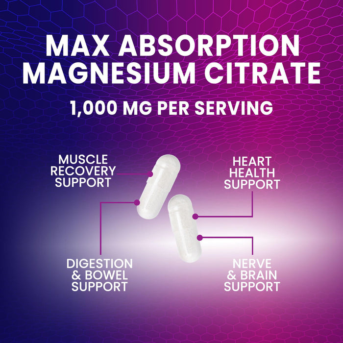 Magnesium Citrate 1000 mg for Absorption – 60 Capsules