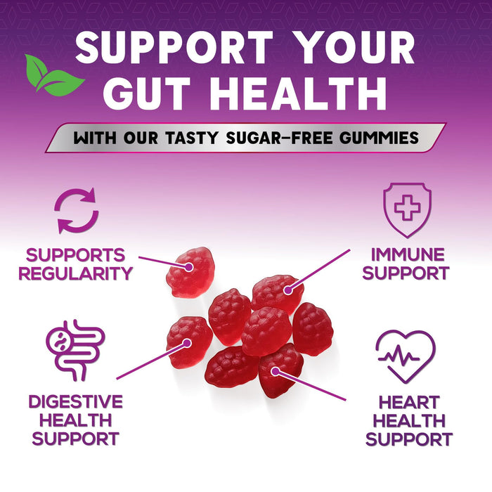 Fiber Gummies for Adults, Sugar Free Daily 4g Gummy Fiber Supplement, Prebiotic Gummy Digestive Health Support - Plant Based Soluble Chews, Prebiotics Supports Regularity & Digestion - 120 Gummies