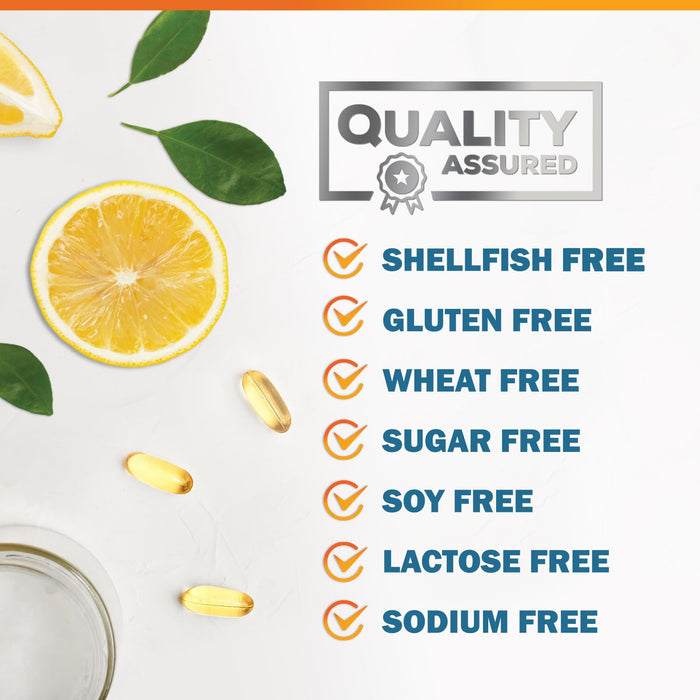 Omega 3 Fish Oil 2400 mg – Triple Strength EPA & DHA Fatty Acids for Heart, Brain & Joint Support – Wild-Caught, Burpless, Lemon Flavor Supplement – Natural, Non-GMO, Gluten-Free – 120 Softgels