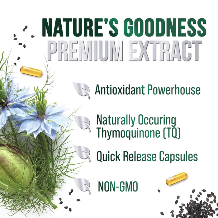 Black Seed Oil Softgels 1000mg - Premium Nigella Sativa Blackseed, Pure Natural Black Cumin Seed Oil & Antioxidant for Skin & Immune Support - Non GMO, Bottled in USA Supplement - 120 Softgels