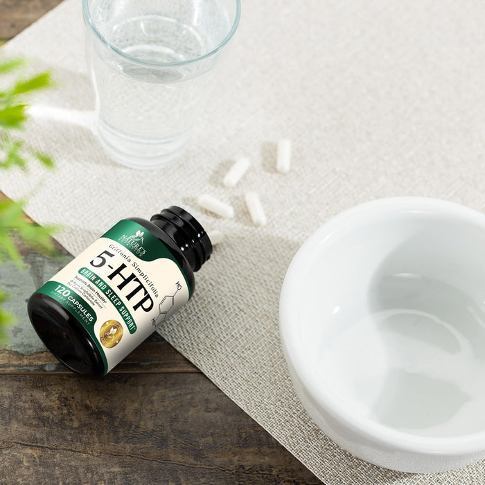5 HTP 200mg Capsules Vegetarian Supplement - 5HTP Plus Calcium for Brain Support - Extra Strength Griffonia Simplicifolia 5-HTP Formula - 5 Hydroxytryptophan - Gluten Free & Non-GMO - 120 Capsules