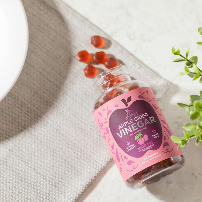 Vegan Apple Cider Vinegar Gummy 1000mg - Sugar Free ACV Gummies Vitamins Supplement with Vitamin B12 for Energy - Supports Digestion, Detox and Cleanse - Gelatin-Free, Non-GMO - 120 Gummies