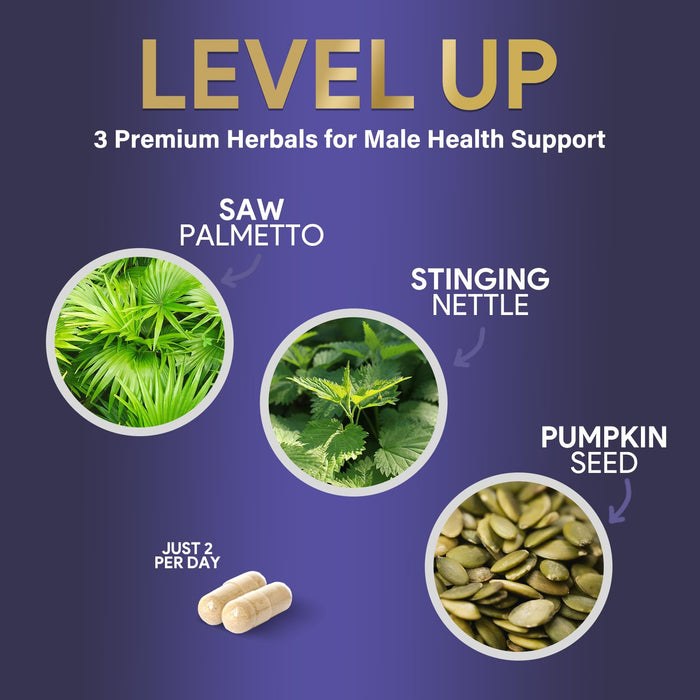 Prostate Health Supplements for Men - Support Complex 3X Formula with Saw Palmetto Blend Stinging Nettle Root & Pumpkin Seed Extract - Supports Bathroom Trips Prostate & Urinary Health - 120 Capsules