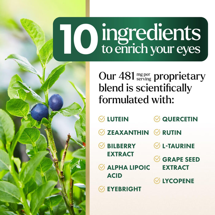 Eye Vitamins & Mineral Supplement - Contains Zinc, Copper, Lutein, & Zeaxanthin, Supports Dry Eye Strain, Vision Health for Adults, Non-GMO, Vegan Eye Care Pills & Minerals Supplements - 120 Capsules