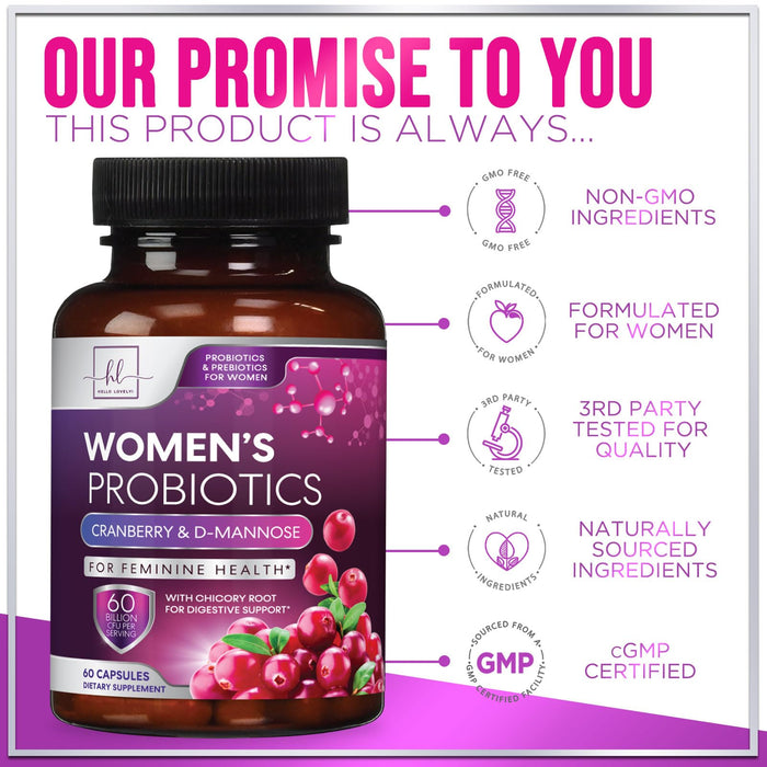 Probiotics for Women - 60 Billion CFU & 16 Strains for pH Balance, Vaginal & Digestive Support, Women's Probiotic with Cranberry for Gut Health, Urinary & Immune Support, Shelf Stable - 60 Capsules