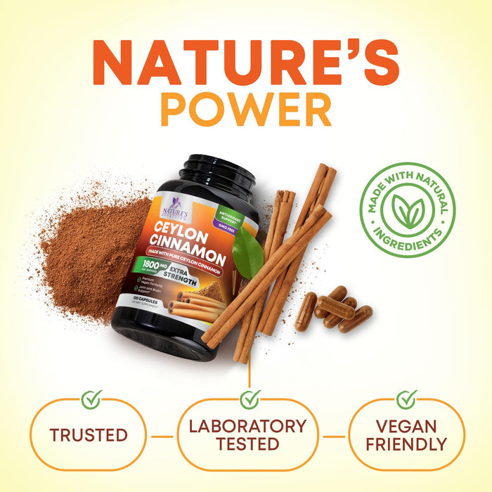 Organic Ceylon Cinnamon 1800mg – 120 Capsules