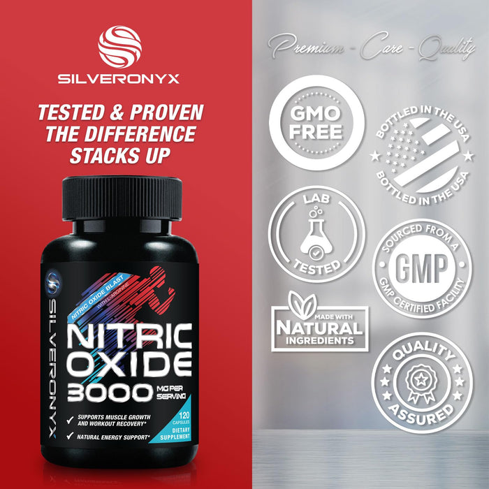 Extra Strength Nitric Oxide Supplement 3X Strength L Arginine, Citrulline Malate, AAKG, Beta Alanine - Premium Muscle Supporting Nitric Booster - Natural Energy & Heart Health Support - 120 Capsules