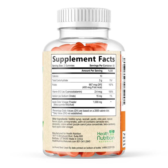 Apple Cider Vinegar Gummies – 1000mg – 120 Gummies