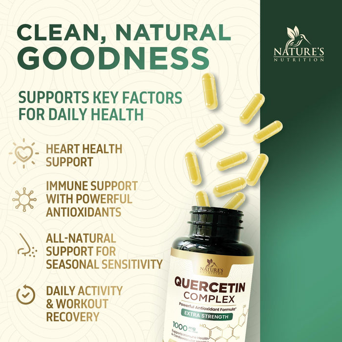 Quercetin 1000mg Per Serving – Extra Strength Quercetin Dihydrate Capsules from Sophora Japonica – Plant-Based Bioflavonoids for Cellular & Immune Support – Non-GMO, Vegan - 120 Veggie Capsules