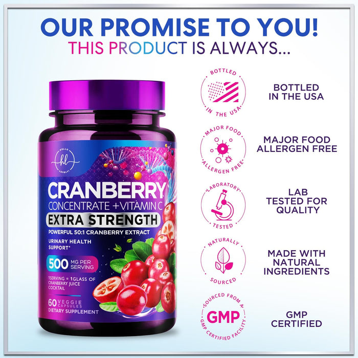 Cranberry 25,000mg Formula + Vitamin C – 60 Capsules