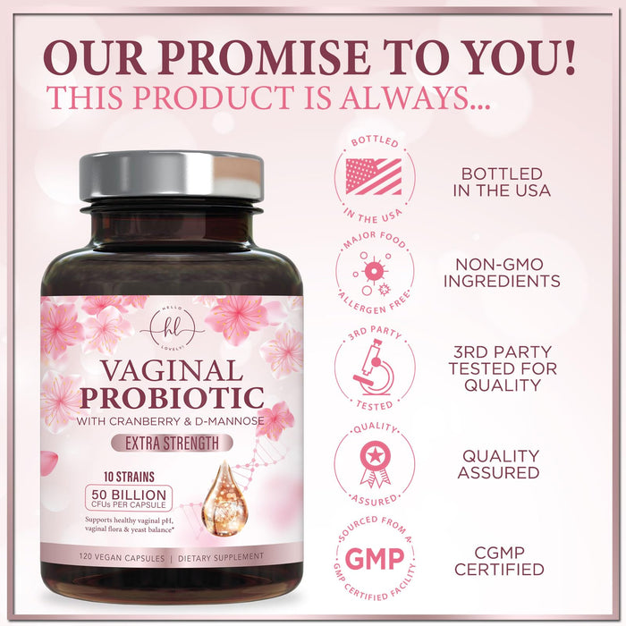 Vaginal Probiotics for Women - Vaginal PH Flora Feminine Health Balance Support - 50 Billion CFU Per Capsule, Odor Digestive Immune Support - Womens Probiotics Supplement with Cranberry - 120 Capsules