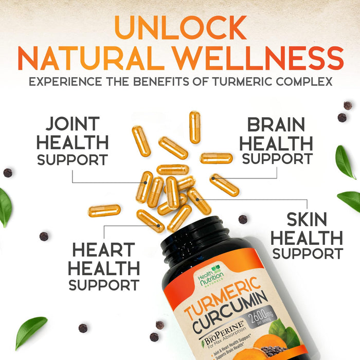 Turmeric Curcumin 2600mg – 180 Capsules