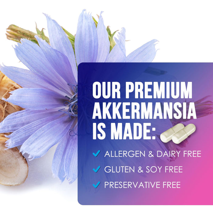Akkermansia Probiotic Supplement - 2 Billion AFU GLP-1 Supplement with Prebiotic Fiber - Akkermansia Muciniphila GLP-1 Probiotics for Women & Men - Digestive, Gut & Immune Support - 60 Capsules