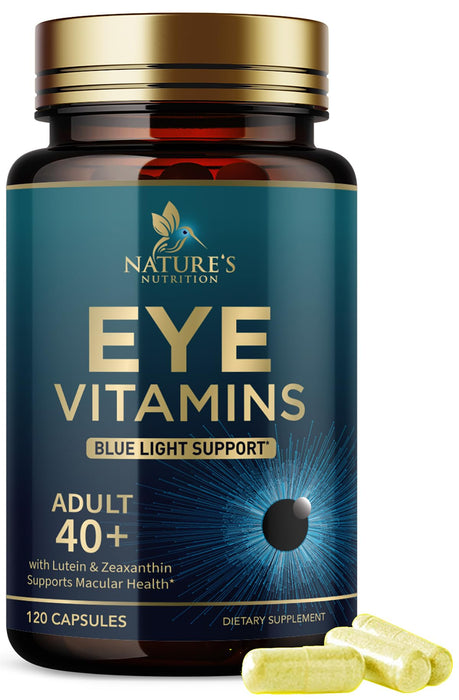Eye Vitamins & Mineral Supplement - Contains Lutein, Zinc, Vitamins C, E & Zeaxanthin - Supports Eye Strain, Vision Macular Health & Dry Eyes for Seniors with Lycopene, Gluten Free - 120 Capsules