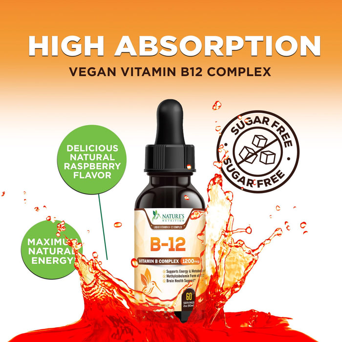 Vegan B-12 Vitamin Drops (Methylcobalamin) Super B Complex – 2 Fl Oz