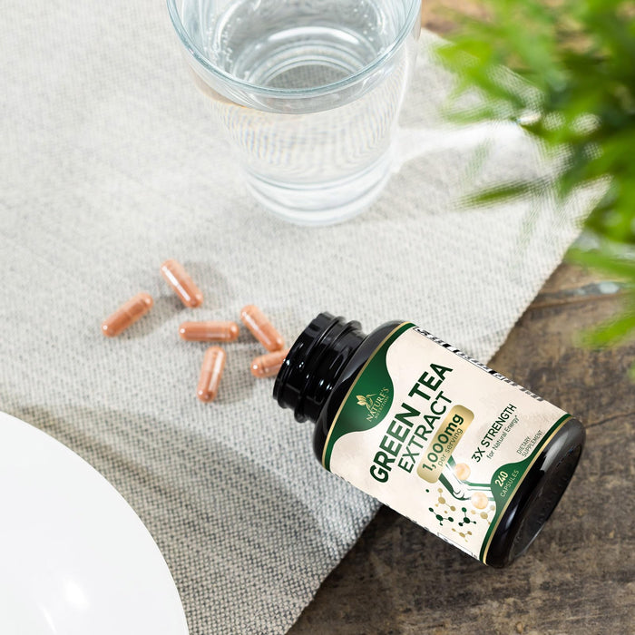 Green Tea Extract Capsules 1000 mg - Standardized 45% EGCG & 98% Polyphenols - 3X Strength Green Tea Pills for Natural Energy - Supports Heart Health, Herbal Supplement, Vegan, Non-GMO - 60 Capsules