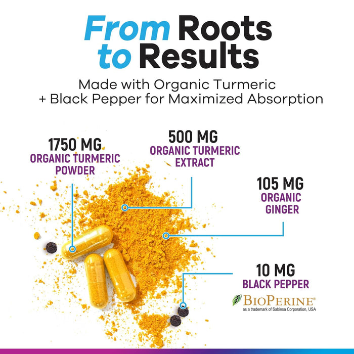 Turmeric Supplement Curcumin 2350mg - with Organic Ginger & Turmeric, BioPerine Black Pepper Extract 95% Curcuminoids - Advanced Absorption Antioxidant & Joint Immune Support - Vegan - 240 Capsules