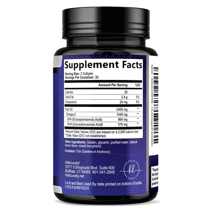 Omega-3 Fish Oil – 2400mg – 60 Softgels