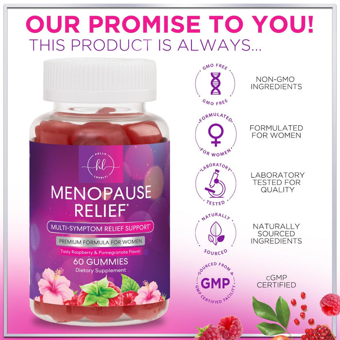 Menopause Supplements for Women - Complete Natural Mild Hot Flashes & Night Sweats Support, Multi Benefit Menopause Relief Gummy, Support for Balance & Energy, Gluten-Free & Non-GMO - 60 Gummies