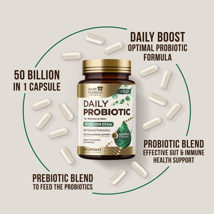 Probiotics 50 Billion CFU + 10 Strains – 120 Capsules