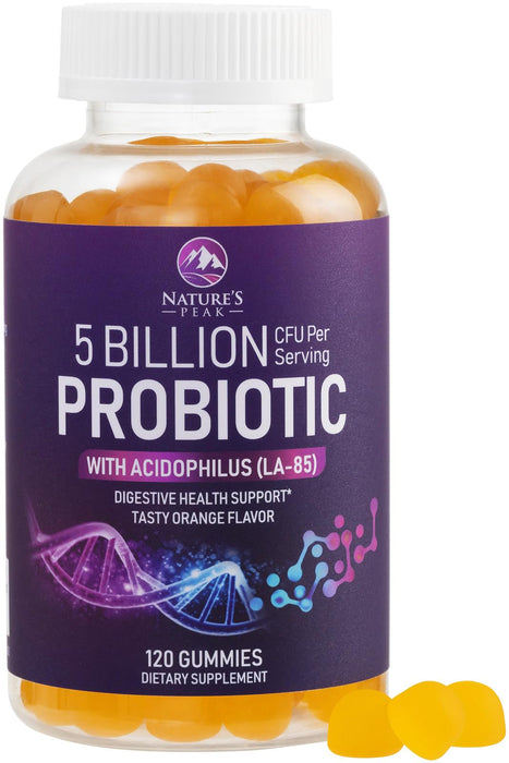 Probiotic Gummies for Women, Men & Teens - 5 Billion CFUs, 6 Pro Biotic Strains - Daily Probiotic Gummy Supplement for Natural Digestive Health, “Good” Gut & Immune Support, Orange Flavor - 120 Count