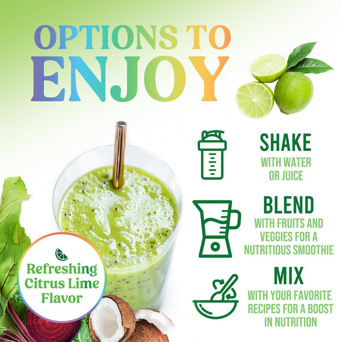 Greens Superfood Powder - Original Organic Super Greens Juice Powder - Packed with Probiotics, Wheat Grass, Enzymes, Spirulina, Chlorella for Digestive & Gut Health, Smoothie Drink Mix - 28 Servings