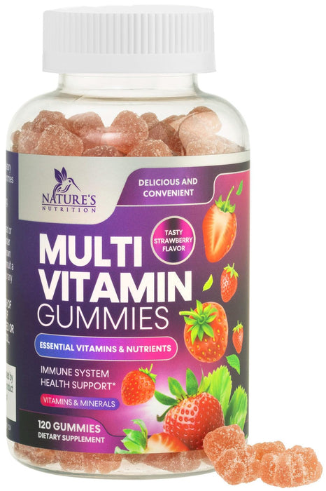 Multivitamin Gummies for Adults, Daily Gummy Vitamins & Minerals for Women & Men, Immune Support Gummy Multivitamins Supplement, Adult Multi VIT Vitamin with Vitamins A, C, D, B12, Zinc - 120 Gummies
