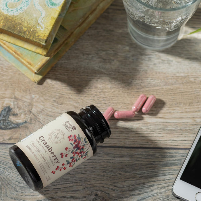 Cranberry Supplement Pills 25,000mg - High Potency Vitamin C Cranberry for Women & Men, Urinary Tract Health Support, Sugar Free, Gluten Free, Non-GMO, Cranberry Concentrate Extract - 60 Capsules