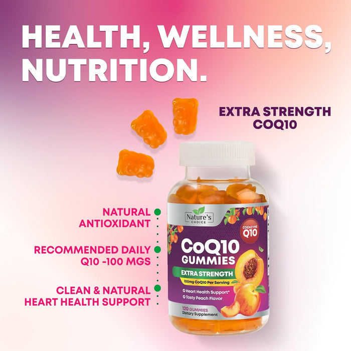 CoQ10 100mg Gummies - 3X Better Absorption, Antioxidant for Heart Health Support & Energy Production, Ultra Coenzyme Q10 Vitamins, Co q 10 Supplement, Dietary Supplement, Non-GMO - 120 CoQ10 Gummies