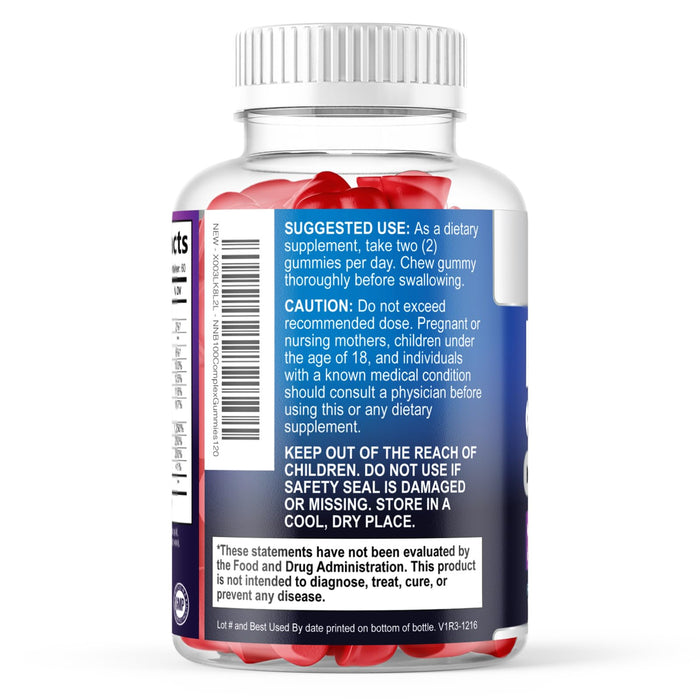 B Complex Gummies with Vitamin C & Folic Acid Super Vitamin B Gummy with Niacin – 120 Gummies