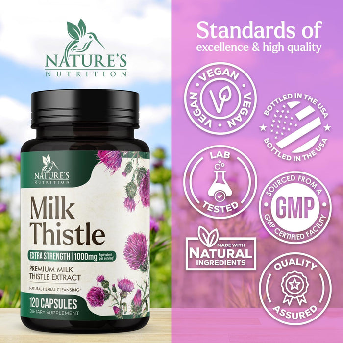 Milk Thistle Extract - Liver Cleanse Detox & Repair Formula with Dandelion Extract 1000mg - Herbal Liver Supplement - Nature's Milk Thistle w/Silymarin Marianum, Supports Liver Health - 120 Capsules