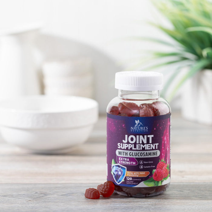 Joint Support Gummies Glucosamine Plus Vitamin E - Nature's Joint Support Supplement for Occasional Discomfort for Back, Knees & Hands - Cartilage & Joint Health & Flexibility Support - 120 Gummies
