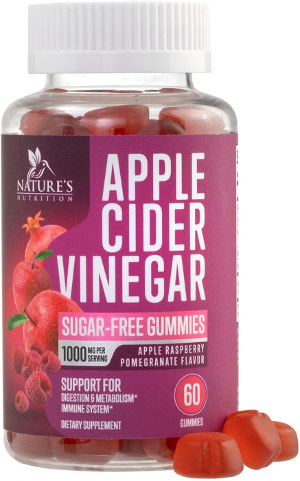 Apple Cider Vinegar Gummies Sugar Free 1000mg for Cleanse – 60 Gummies