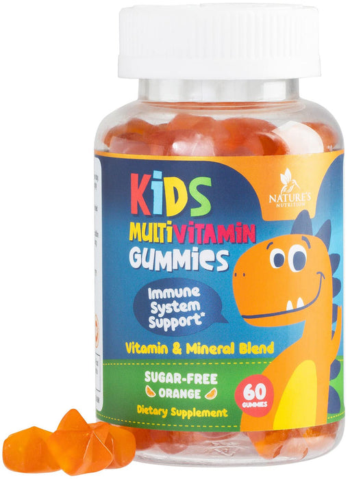 Multivitamin for Kids Gummies - Vitamin D3, C, B12, B6, A & Zinc, Daily Children Vitamins for Immune Support, Sugar-Free, Chewable Multivitamin Gummy for Toddlers & Kids, Orange Flavor - 60 Gummies