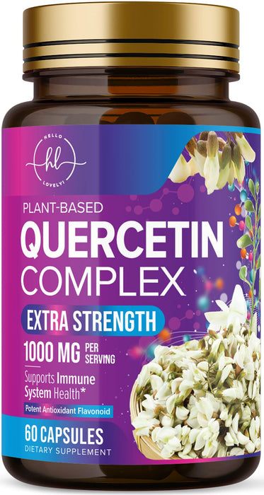 Quercetin 1000mg Servings - Extra Strength Antioxidant Support for Immune & Cellular Health, Quercetin 500mg Capsules for Lung, Respiratory & Heart Support, Vegan, Gluten Free & Non-GMO - 60 Capsules