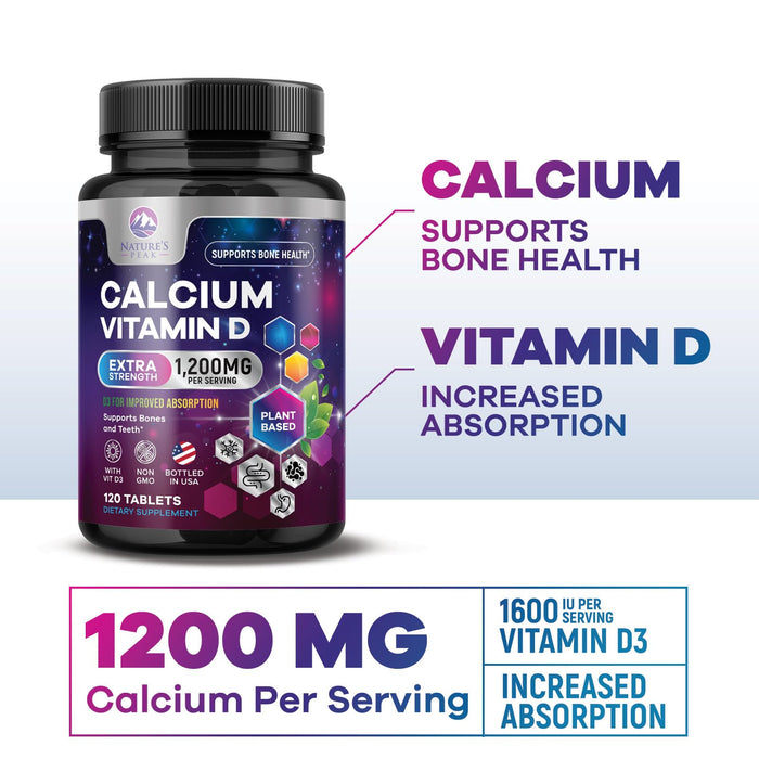 Calcium 1200 mg with Vitamin D3 (1600 IU) – 120 Tablets