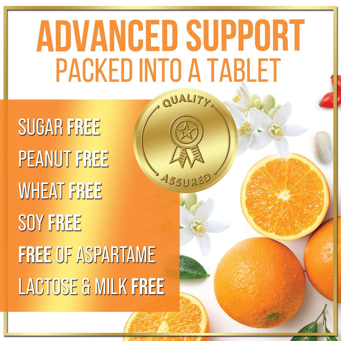 Vitamin C Supplement 1000mg - Extra Strength with Rose Hips Bioflavonoids - Sugar Free Vitamin C Chewable Pills, Nature's Vit C for Immune Support & Antioxidant Protection - 120 Chewable Tablets