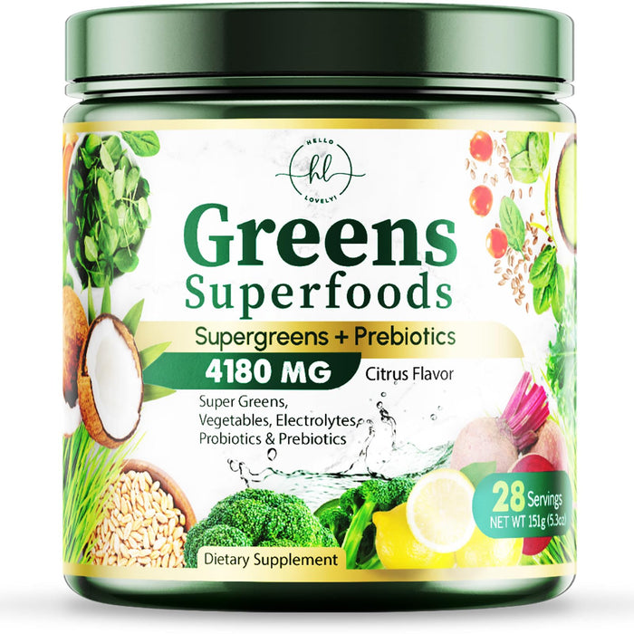Greens Superfood Powder, Organic Spirulina & Chlorella Greens with Prebiotics & Probiotics, Gut Health & Bloating Support for Women, Green Drink Powder for Digestive & Energy Support - 28 Servings