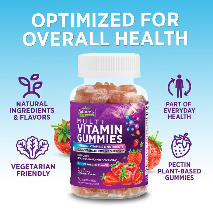 Multivitamin Gummies - Daily Adult Gummy Vitamins & Minerals for Women & Men with Vitamins A, C, D, E, B12, Zinc, Immune Support Gummy Multivitamins Supplement, Multi Vitamin for Adults - 60 Gummies