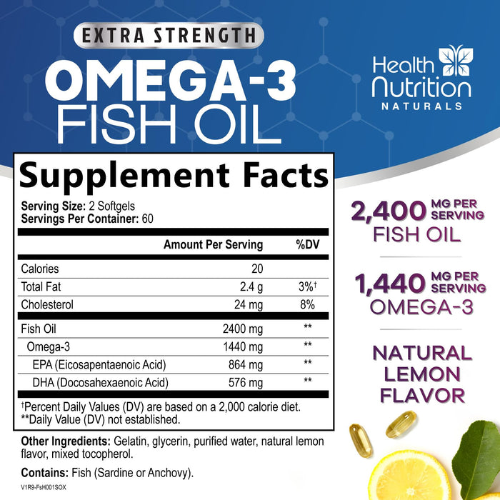 Omega-3 Fish Oil – 2400mg – 120 Softgels