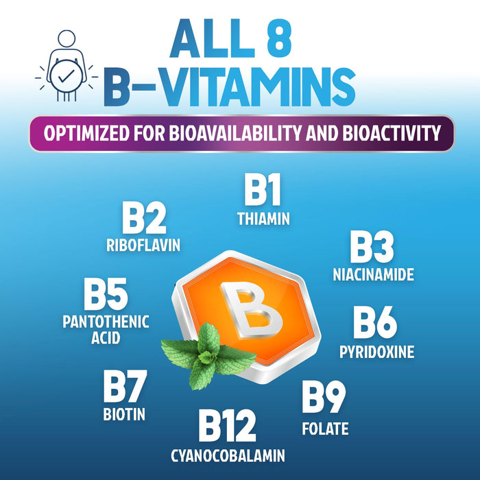 B Complex Vitamins Capsules with Vitamin B6 B12 B100 C Biotin Folate & Folic Acid - Supplement for Heart, Brain, & Nerve Support - Super Complete B-Complex for Immune & Energy Support - 120 Capsules