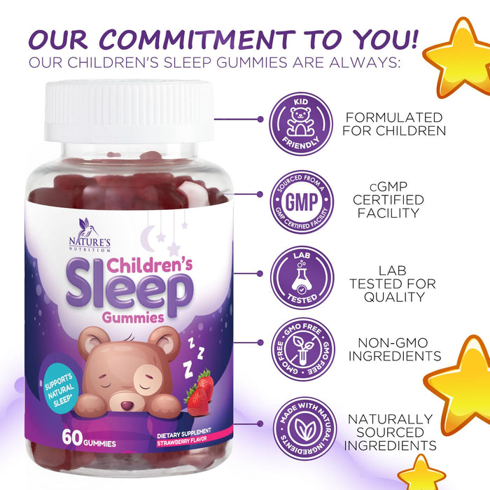 Kids Sleep Gummies 2mg - Children's Sleep Gummy with Melatonin, Non-Habit Forming, Works with Natural Sleep Cycle, Supports Peaceful, Restful Sleep, Calm & Drug-Free, Natural Berry Flavor, 60 Gummies