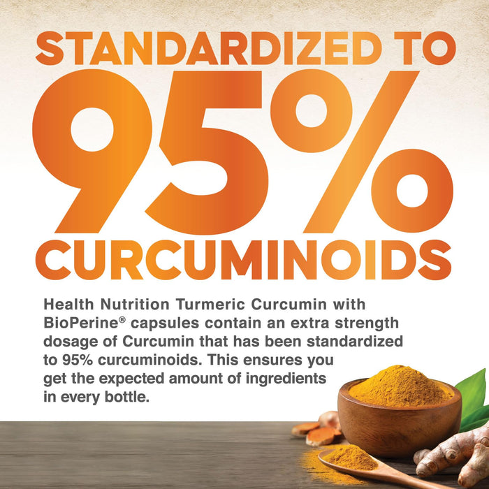 Turmeric Curcumin Supplement 2600mg - 95% Curcuminoids with Organic Turmeric & BioPerine Black Pepper for Best Absorption, Nature's Vegan Joint Support, Non-GMO Tumeric, Bottled in USA - 120 Capsules