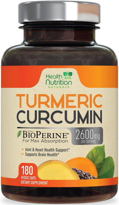Turmeric Curcumin 2600mg – 180 Capsules