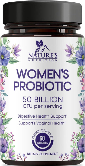 Probiotics for Women 50 Billion CFU - Digestive Health, Vaginal pH & Immune Support, Prebiotics & Cranberry, Gut Health & Urinary Support, 5 Strains, Shelf Stable Women's Probiotic - 60 Capsules