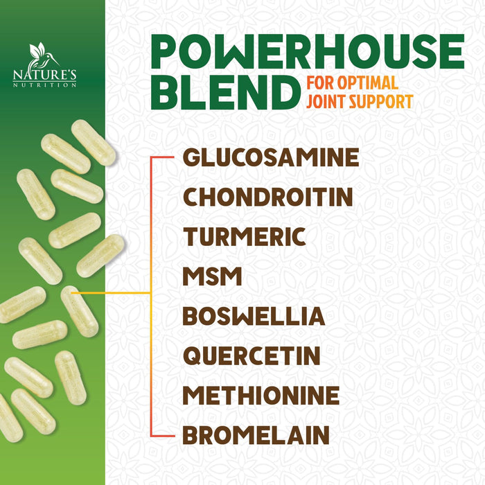 Glucosamine Chondroitin MSM 2100mg Complex - Joint Support Supplement for Joint Mobility & Comfort For Men and Women with Turmeric & Boswellia, Triple Strength Glucosamine Supplements - 240 Capsules