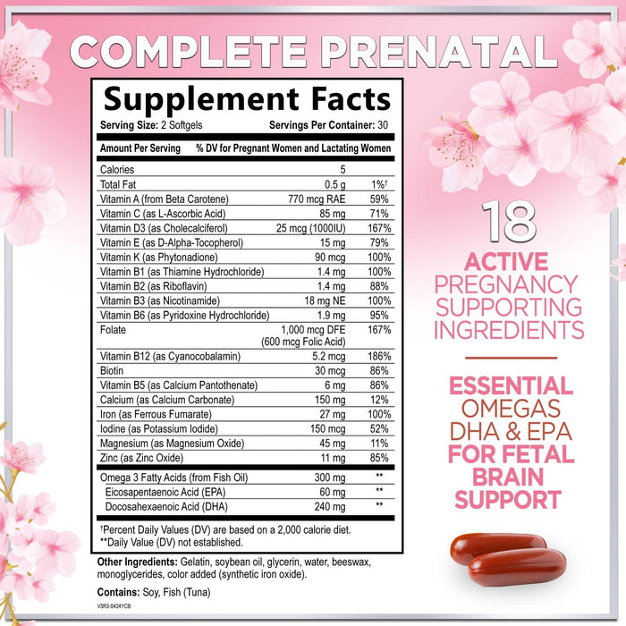 Prenatal Vitamins For Women With Folic Acid – 60 Softgels